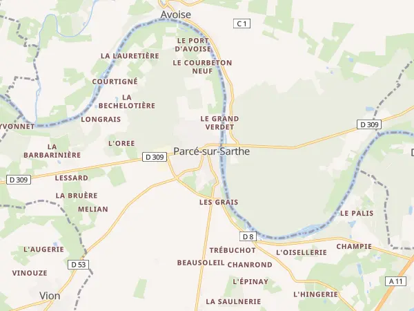 Plan de Parcé-sur-Sarthe