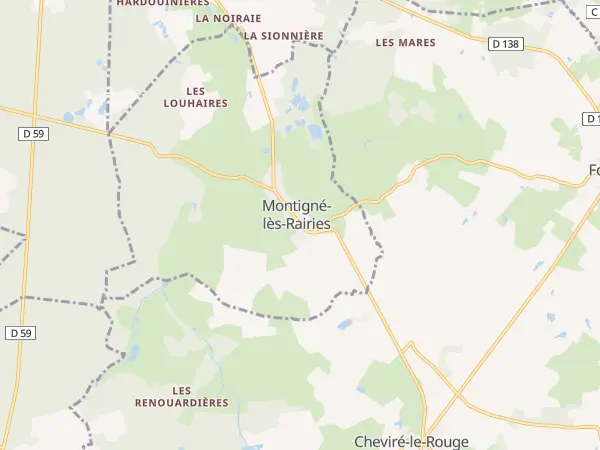 Plan de Montigné-lès-Rairies