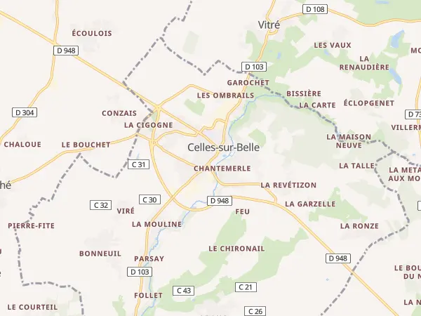 Plan de Celles-sur-Belle