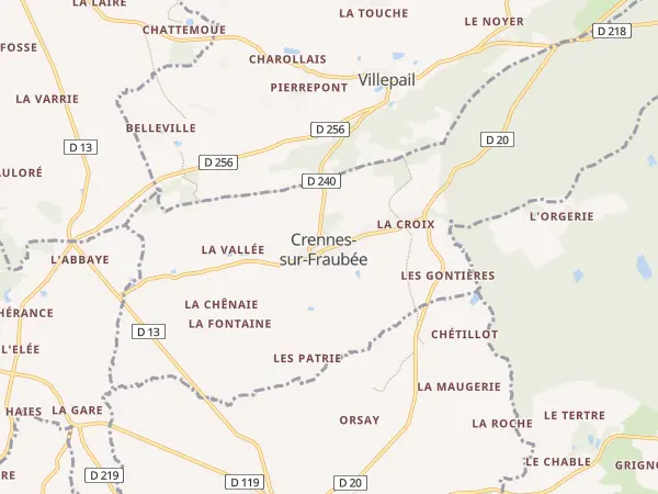 Plan de Crennes-sur-Fraubée