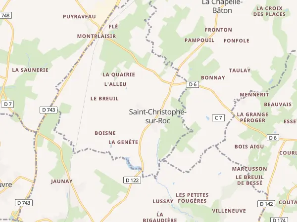 Plan de Saint-Christophe-sur-Roc