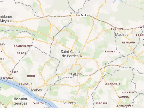 Plan de Saint-Caprais-de-Bordeaux