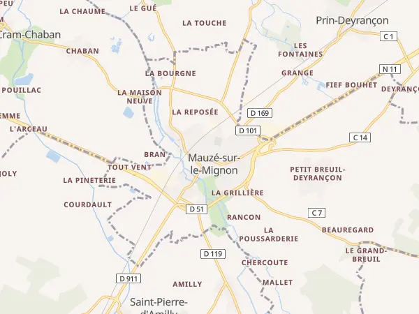Plan de Mauzé-sur-le-Mignon