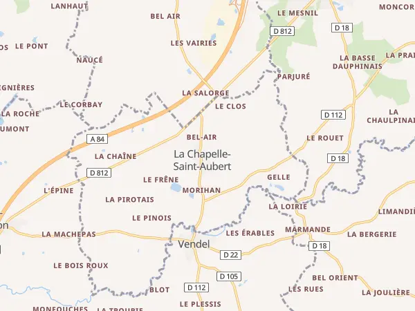 Plan de La Chapelle-Saint-Aubert