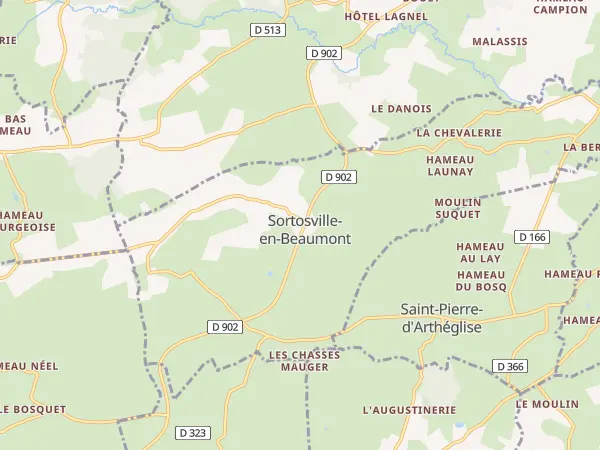 Plan de Sortosville-en-Beaumont