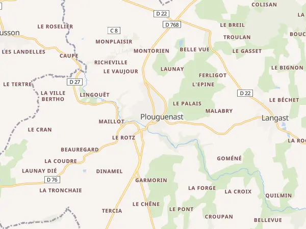 Plan de Plouguenast-Langast