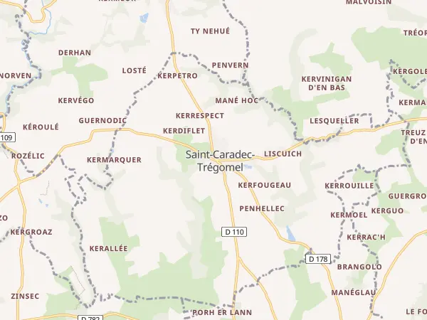 Plan de Saint-Caradec-Trégomel