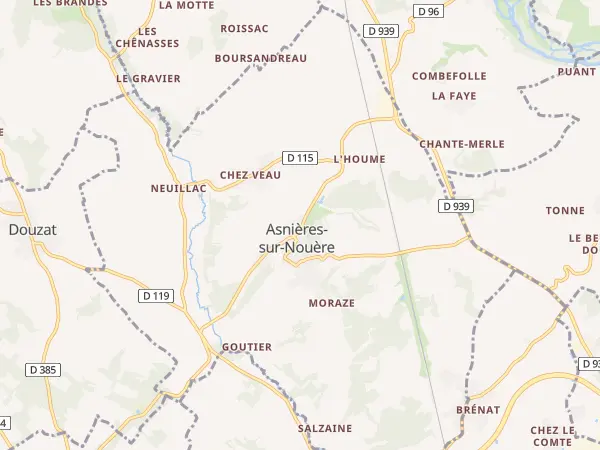 Plan de Asnières-sur-Nouère