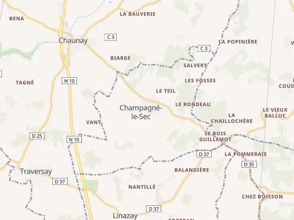 Plan de Champagné-le-Sec