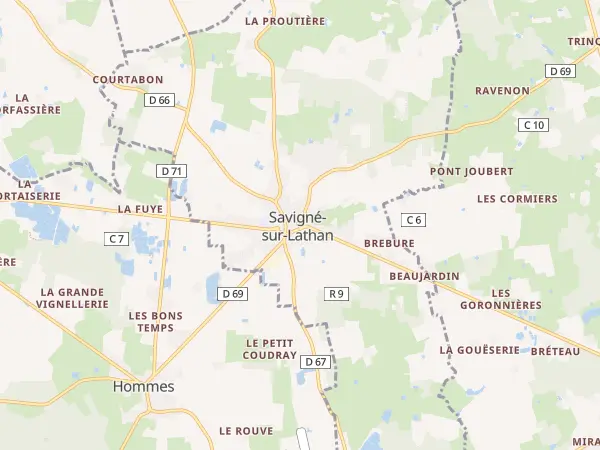 Plan de Savigné-sur-Lathan