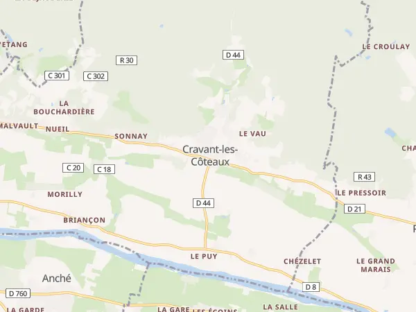 Plan de Cravant-les-Côteaux