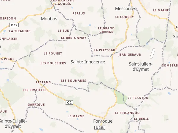 Plan de Saint-Julien-Innocence-Eulalie