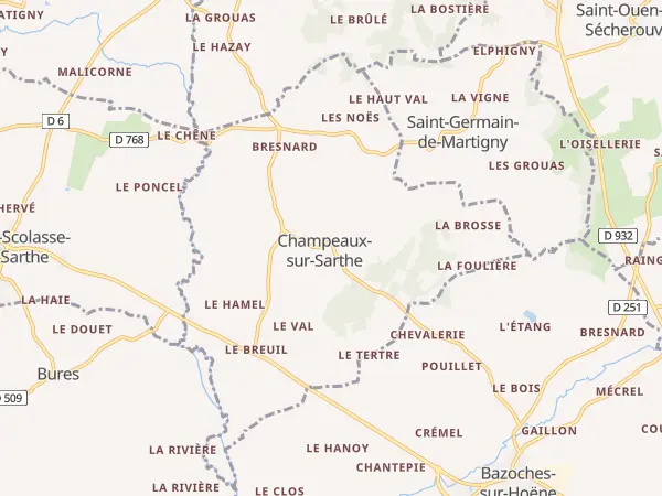 Plan de Champeaux-sur-Sarthe