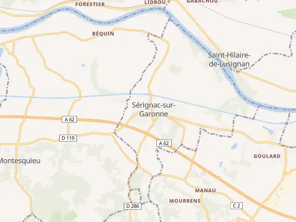 Plan de Sérignac-sur-Garonne