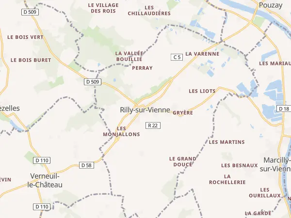 Plan de Rilly-sur-Vienne