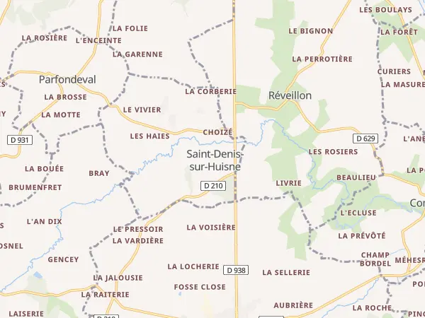 Plan de Saint-Denis-sur-Huisne