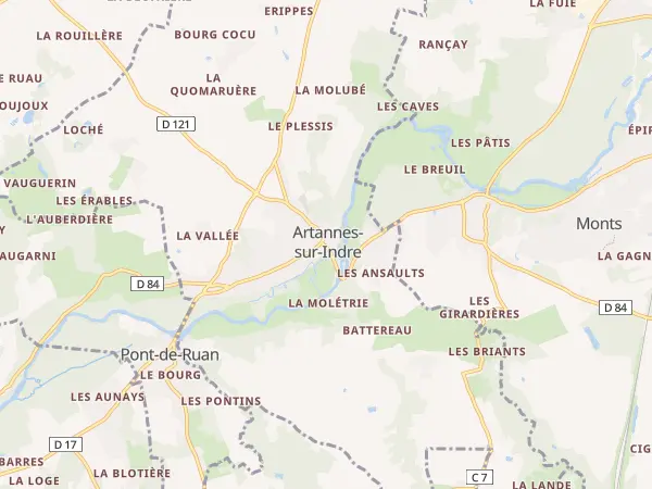 Plan de Artannes-sur-Indre
