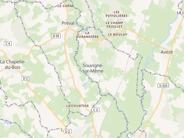 Plan de Souvigné-sur-Même