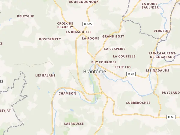 Plan de Brantôme en Périgord