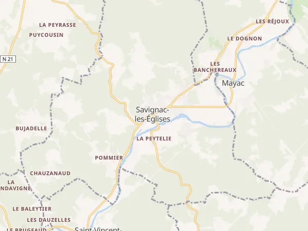 Plan de Savignac-les-Églises