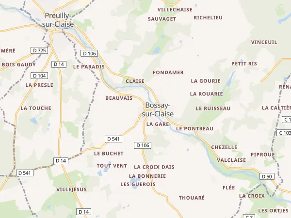 Plan de Bossay-sur-Claise