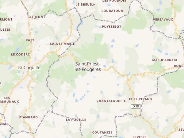 Plan de Saint-Priest-les-Fougères