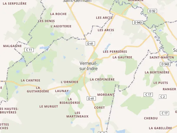 Plan de Verneuil-sur-Indre