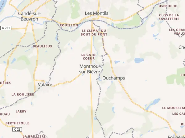 Plan de Monthou-sur-Bièvre