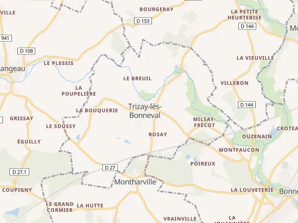 Plan de Trizay-lès-Bonneval