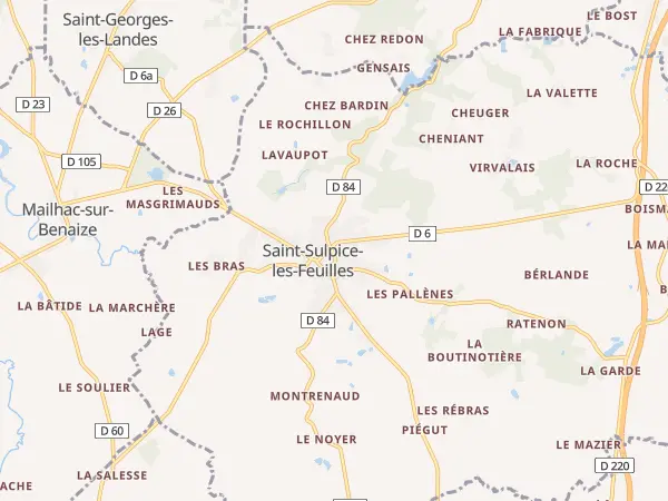 Plan de Saint-Sulpice-les-Feuilles