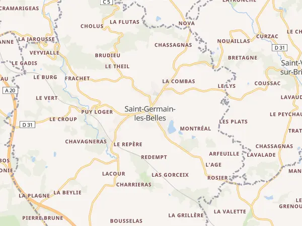 Plan de Saint-Germain-les-Belles