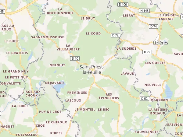 Plan de Saint-Priest-la-Feuille