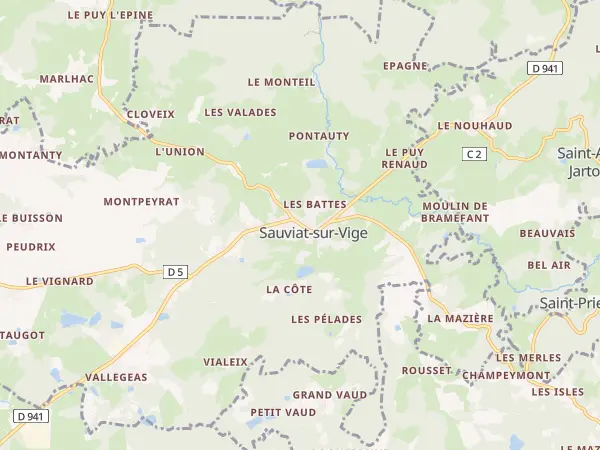 Plan de Sauviat-sur-Vige