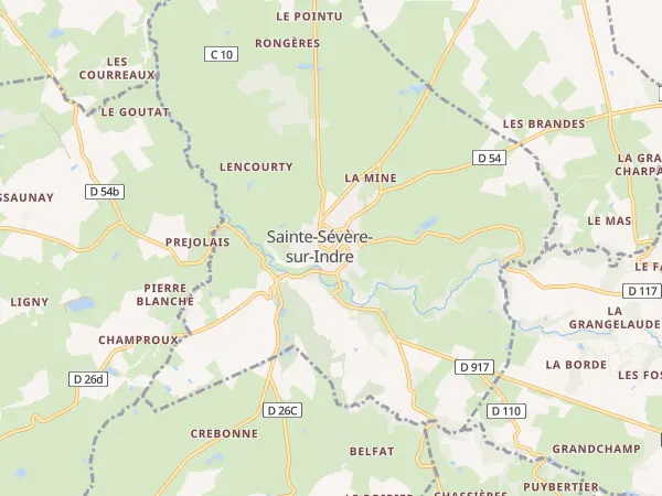 Plan de Sainte-Sévère-sur-Indre