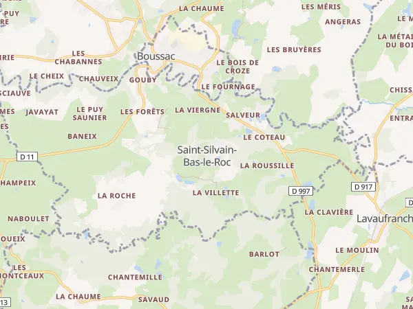 Plan de Saint-Silvain-Bas-le-Roc