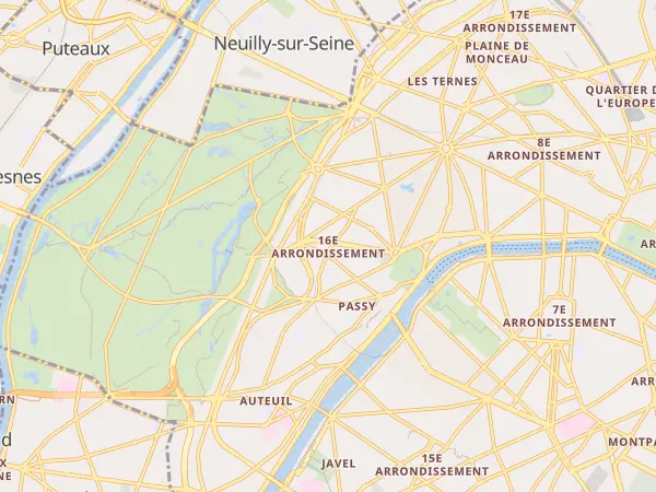 Plan de Paris 16e Arrondissement