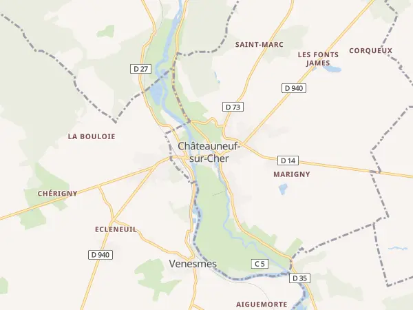 Plan de Châteauneuf-sur-Cher