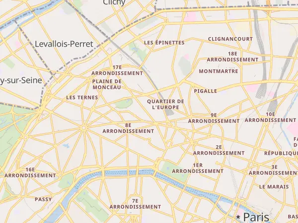 Plan de Paris 8e Arrondissement