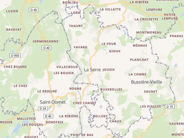 Plan de La Serre-Bussière-Vieille