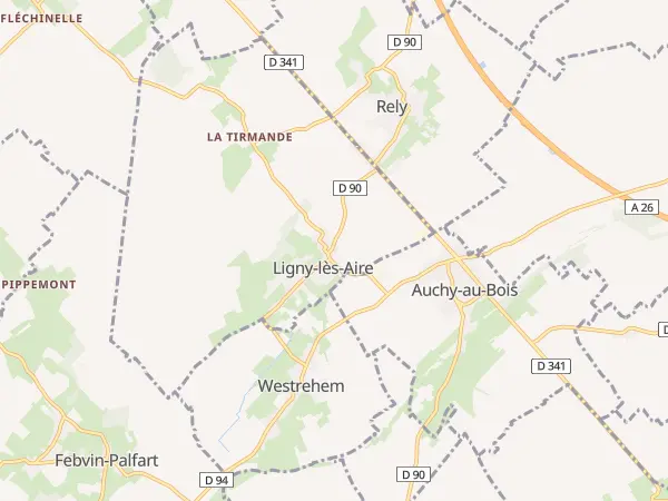 Plan de Ligny-lès-Aire
