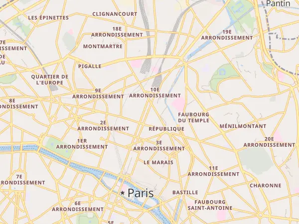 Plan de Paris 10e Arrondissement