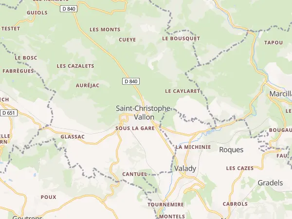 Plan de Saint-Christophe-Vallon