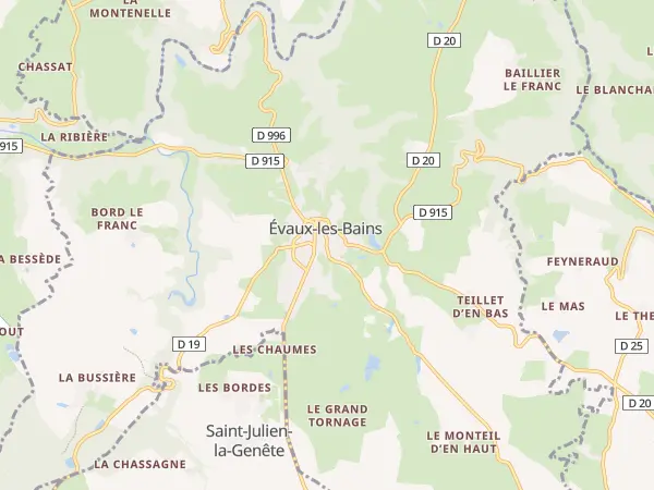 Plan de Évaux-les-Bains