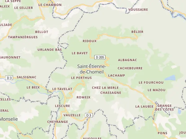 Plan de Saint-Étienne-de-Chomeil