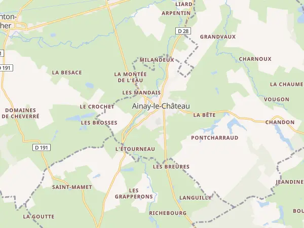 Plan de Ainay-le-Château