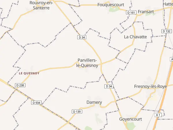 Plan de Parvillers-le-Quesnoy