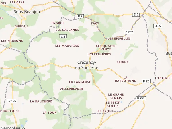 Plan de Crézancy-en-Sancerre