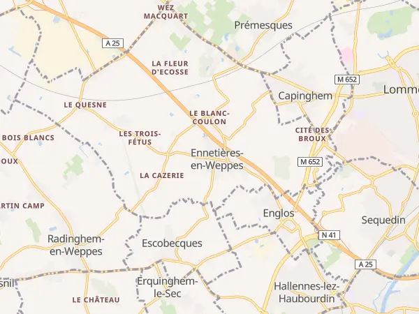 Plan de Ennetières-en-Weppes