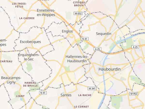 Plan de Hallennes-lez-Haubourdin