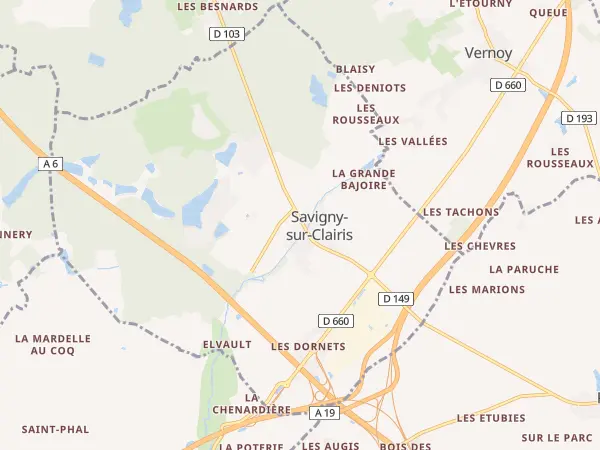 Plan de Savigny-sur-Clairis